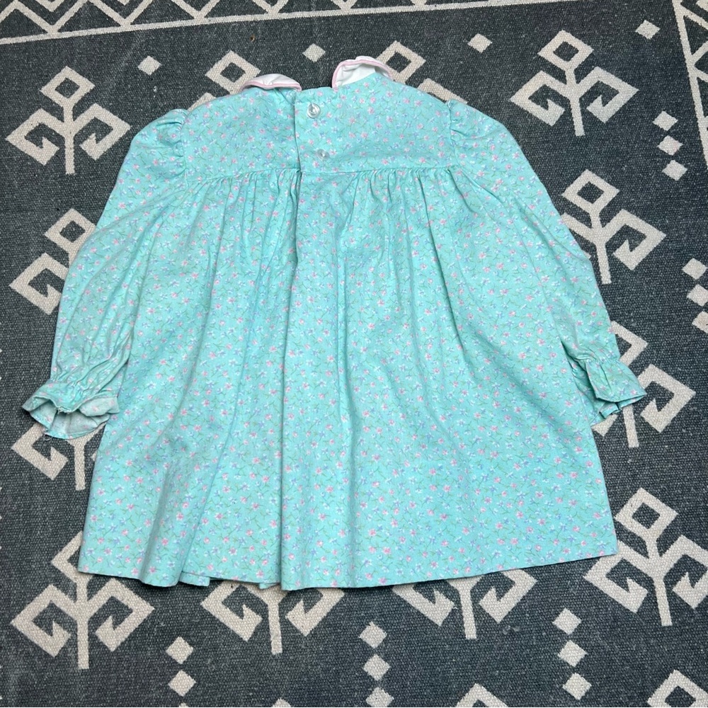 Polly Flinders vintage smocked Floral Blue baby  Casual Dress - Picture 2 of 5